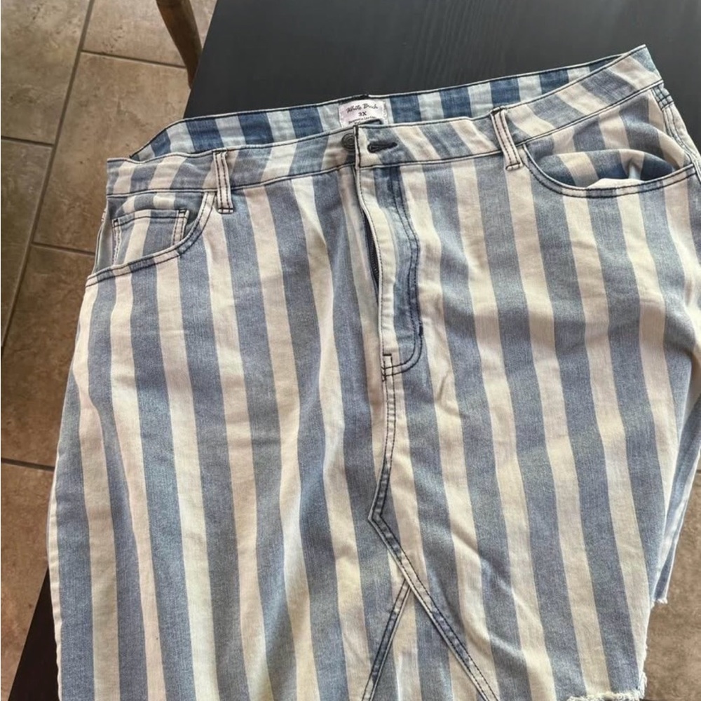 White Birch Blue and White Striped Skirt